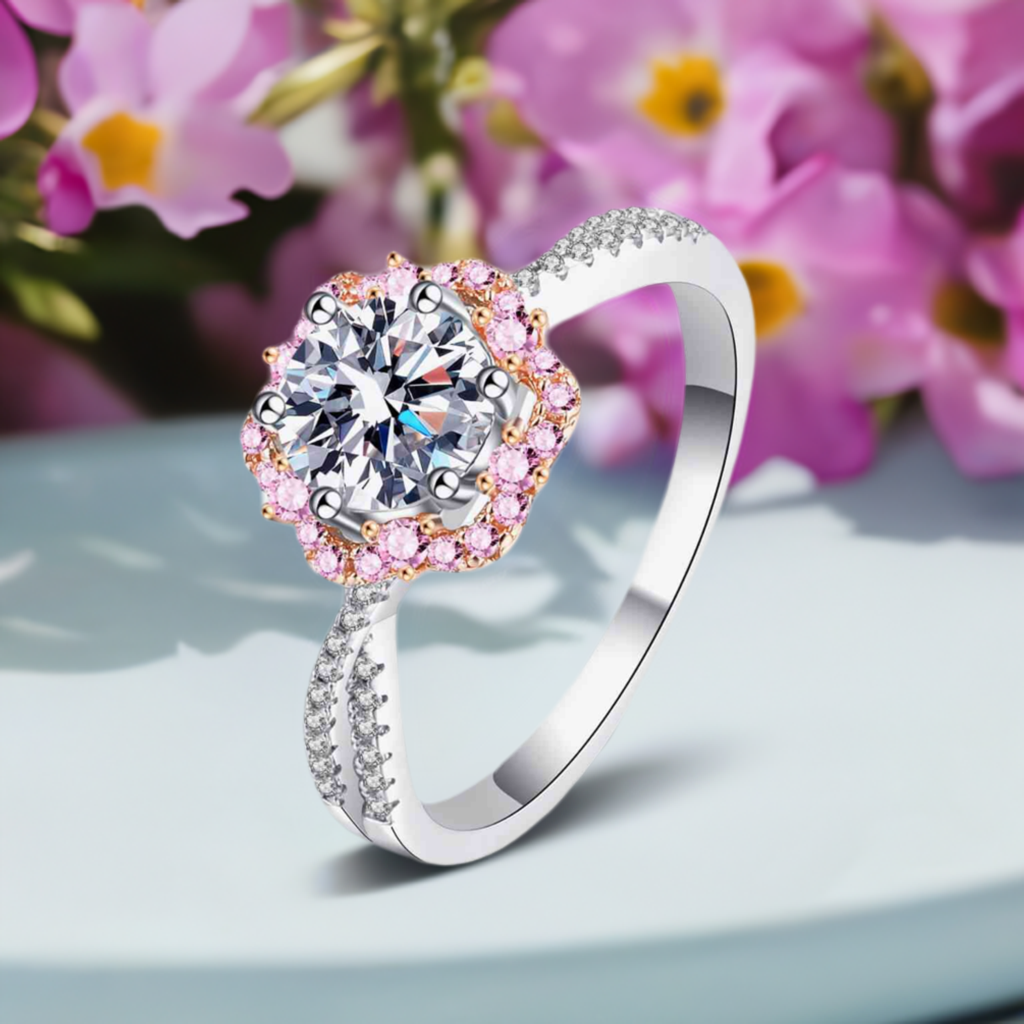Floral Fusion: 1 Carat Moissanite Ring