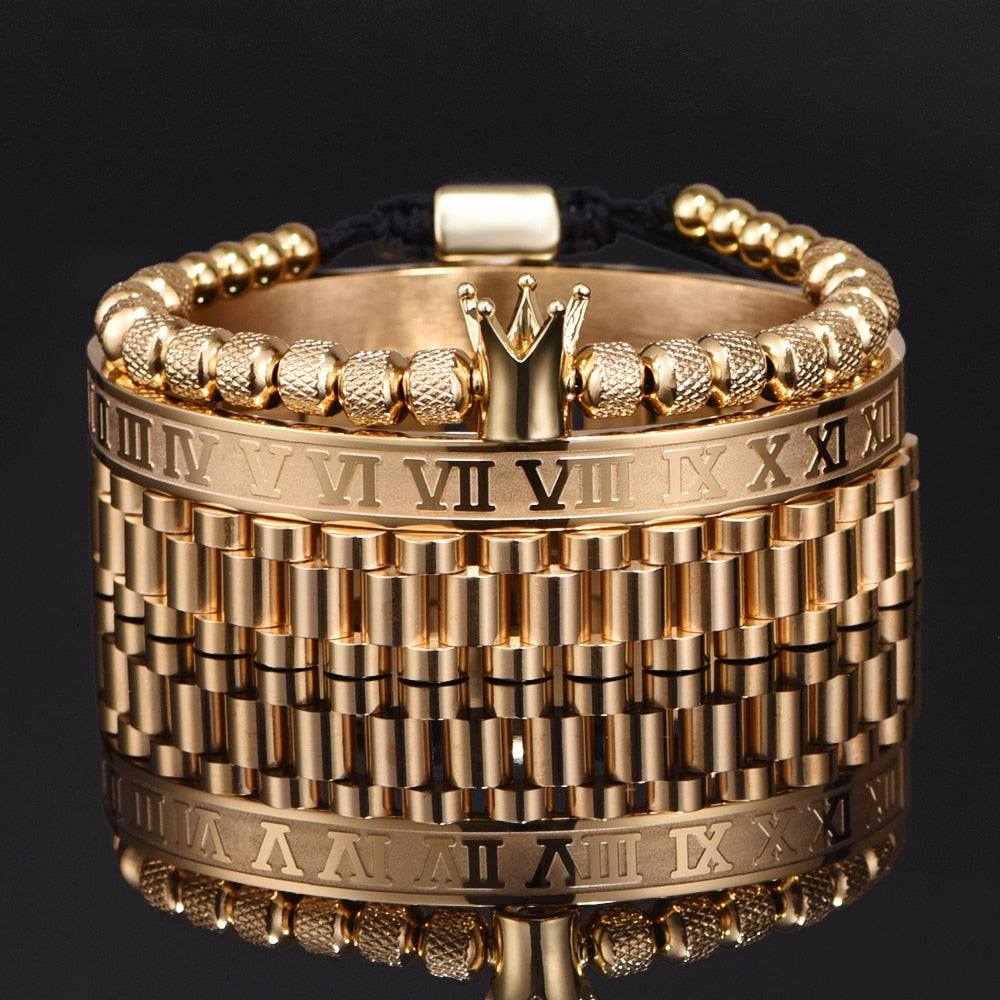 Kings Chain Gold Bracelet Set - Royal Jewlz