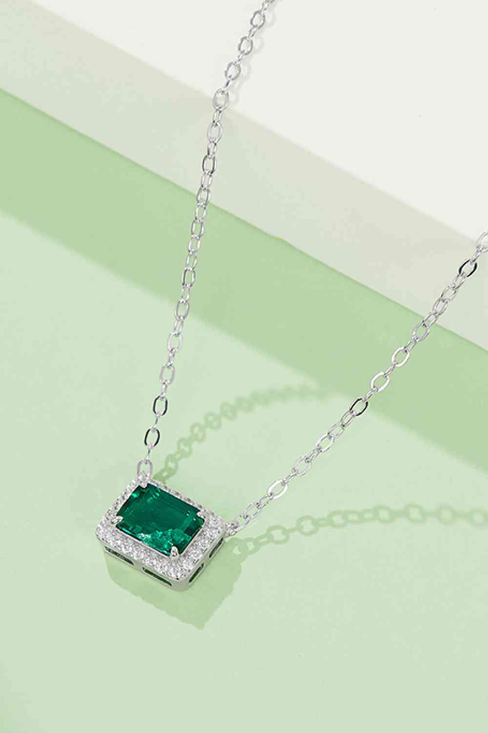 Emerald Essence: Lab-Grown Rectangle Pendant