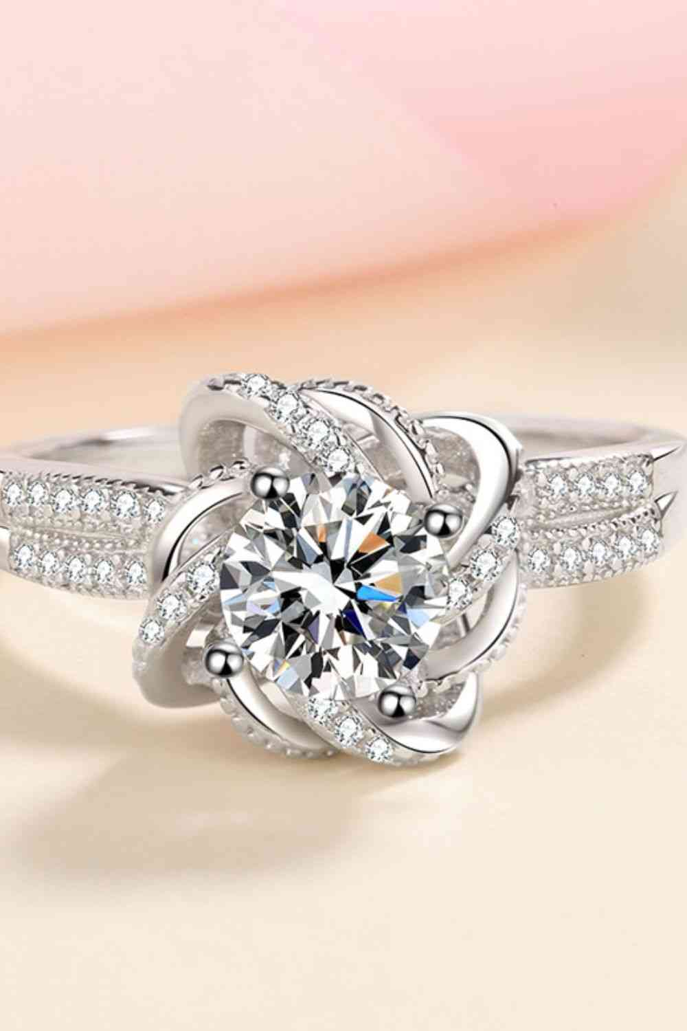 Ethereal Sparkle: 1 Carat Moissanite 925 Sterling Silver Ring
