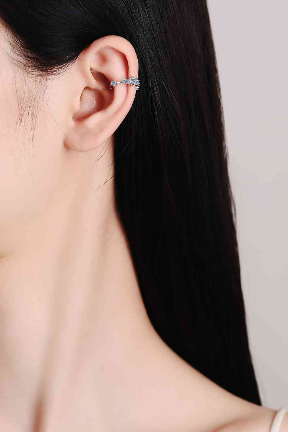 Shimmering Twilight: Moissanite Cuff Earrings
