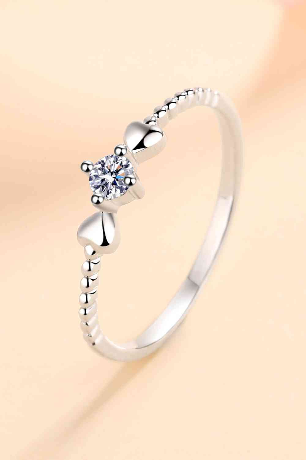 Eternal Embrace: Adored Moissanite Heart 925 Sterling Silver Ring