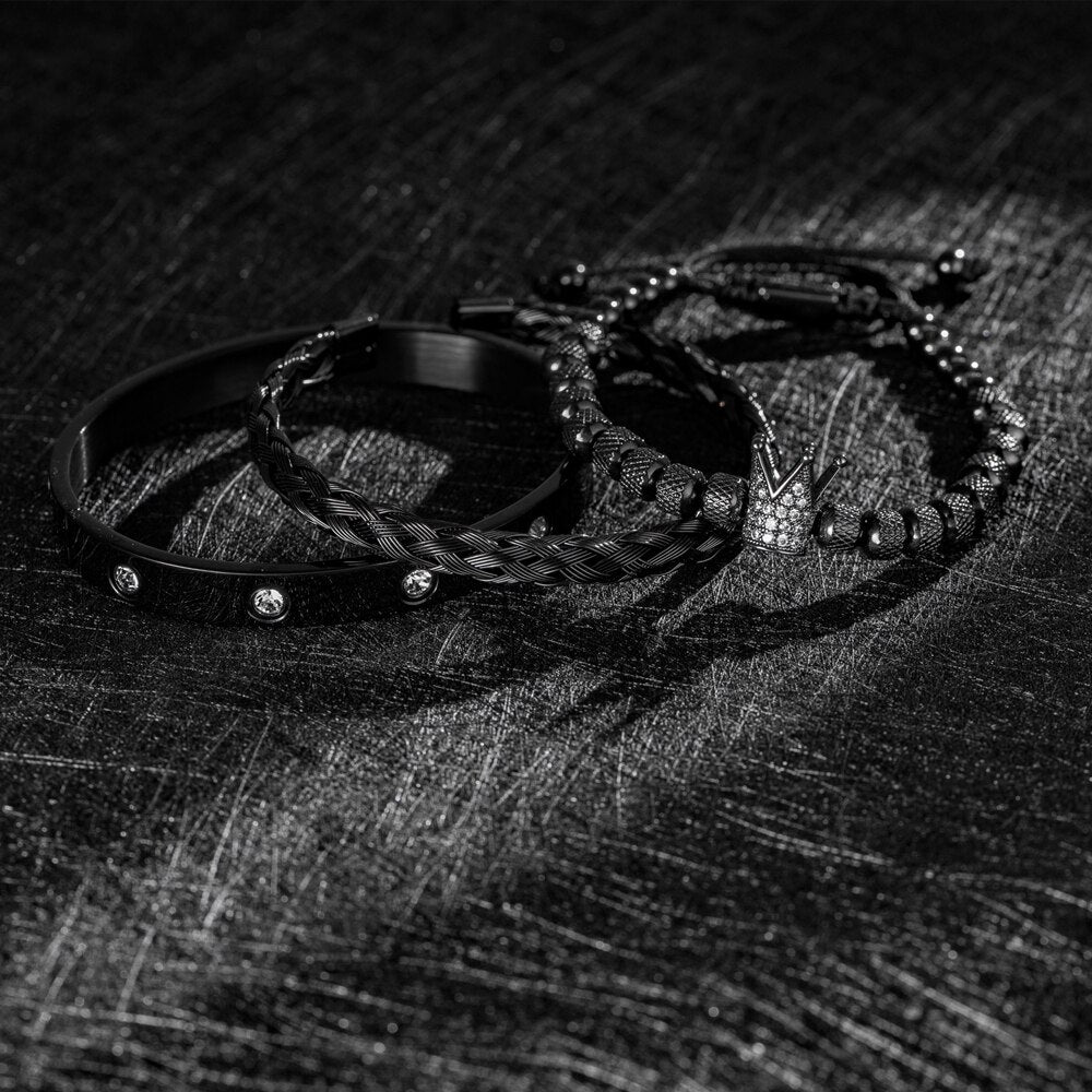 Ares Charm Black Bracelet Set - Royal Jewlz