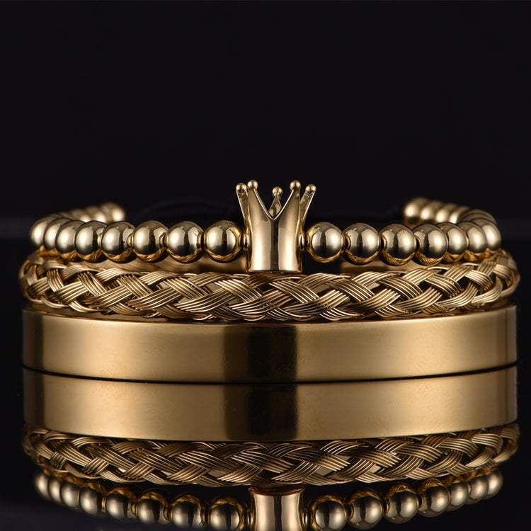 Classic Crown Gold Bracelet Set - Royal Jewlz