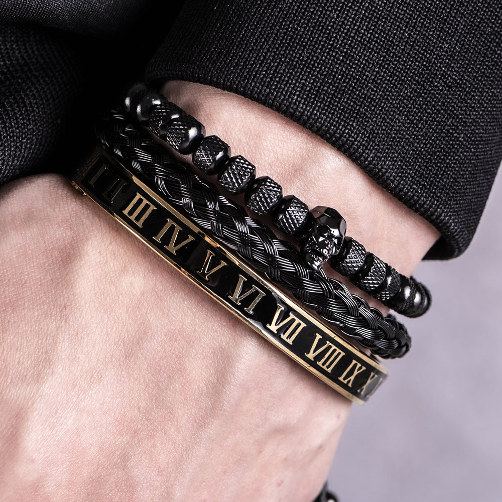 Dark Skull Black Bracelet Set - Royal Jewlz