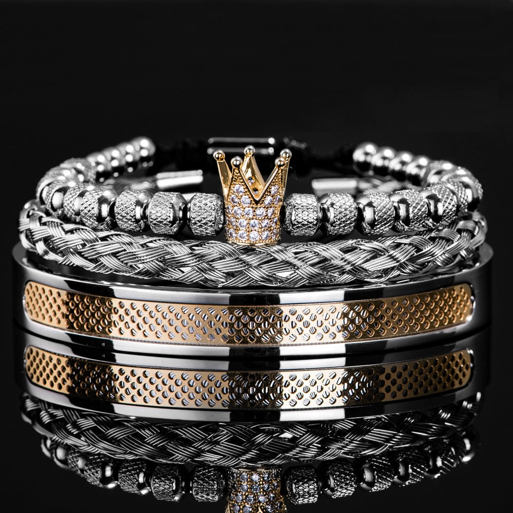 Heracles Crown Gold Luxury Bracelet Set - Royal Jewlz