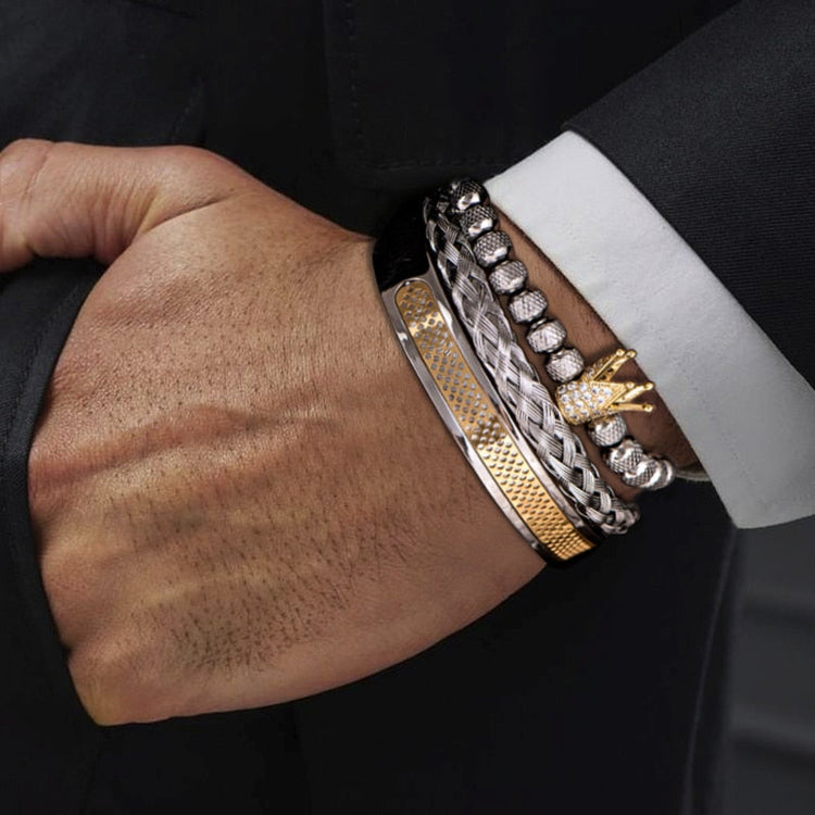 Heracles Crown Gold Luxury Bracelet Set - Royal Jewlz