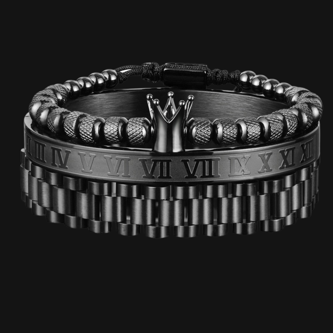 Kings Chain Black Bracelet Set - Royal Jewlz