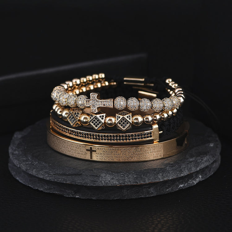 Royal Cross Gold Bracelet Set - Royal Jewlz