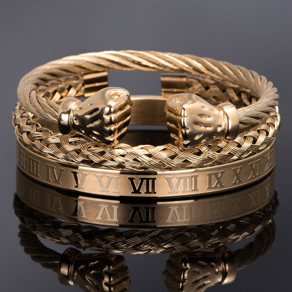 Royal Fist Gold Bracelet Set - Royal Jewlz