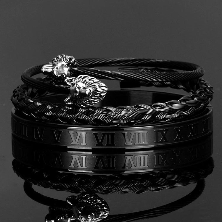 Wolf King Black Bracelet Set - Royal Jewlz