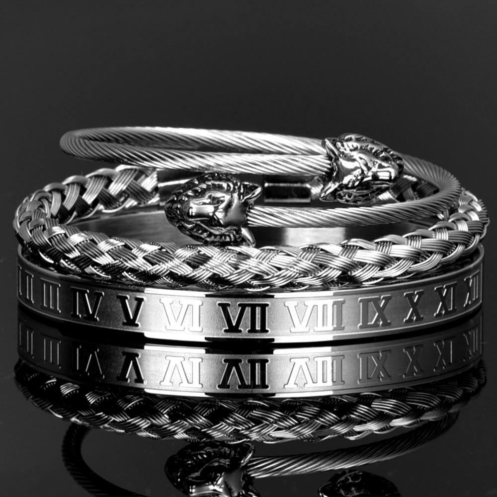Wolf King Silver Bracelet Set - Royal Jewlz