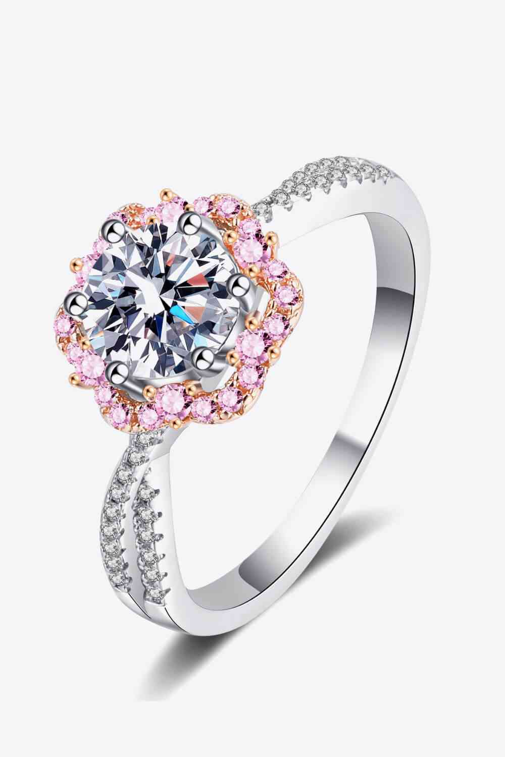Floral Fusion: 1 Carat Moissanite Ring